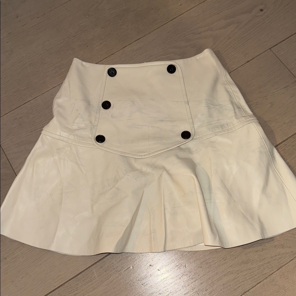 ALEXIS Kita Vegan Leather Mini Skirt Ivory / Size S